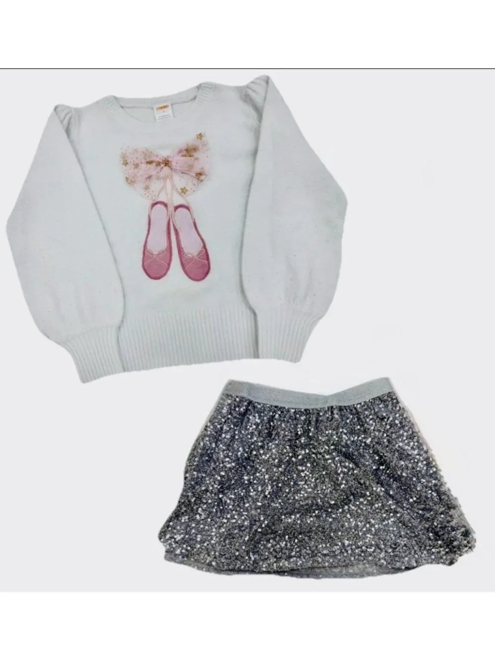 Gymboree Tiny Dancer Ballet Sweater with Silver Sequin Skirt Outfit size 6